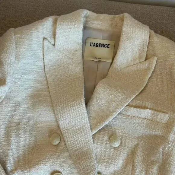 BEST L'AGENCE Brooke Open-Front Blazer Sz2/6 Ecru Cream Ivory Off White - Picture 7 of 14